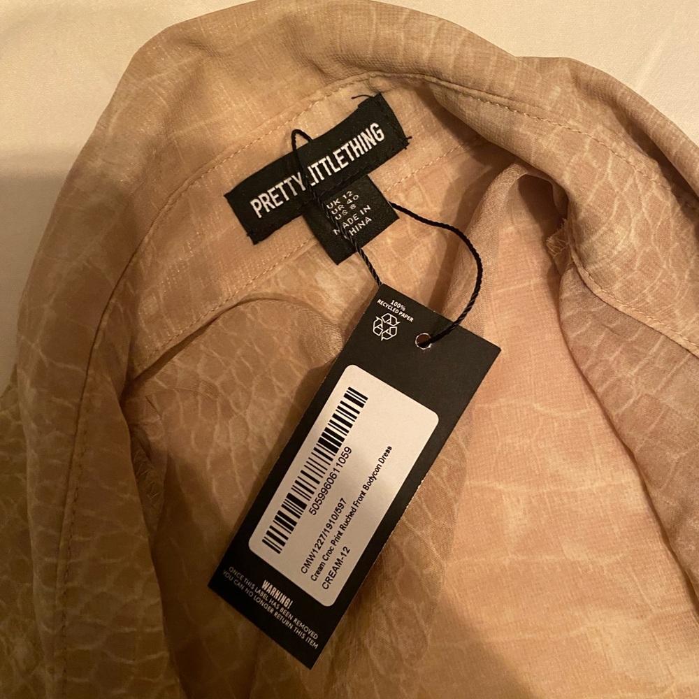 PrettyLittleThing Tan Button Down Dress